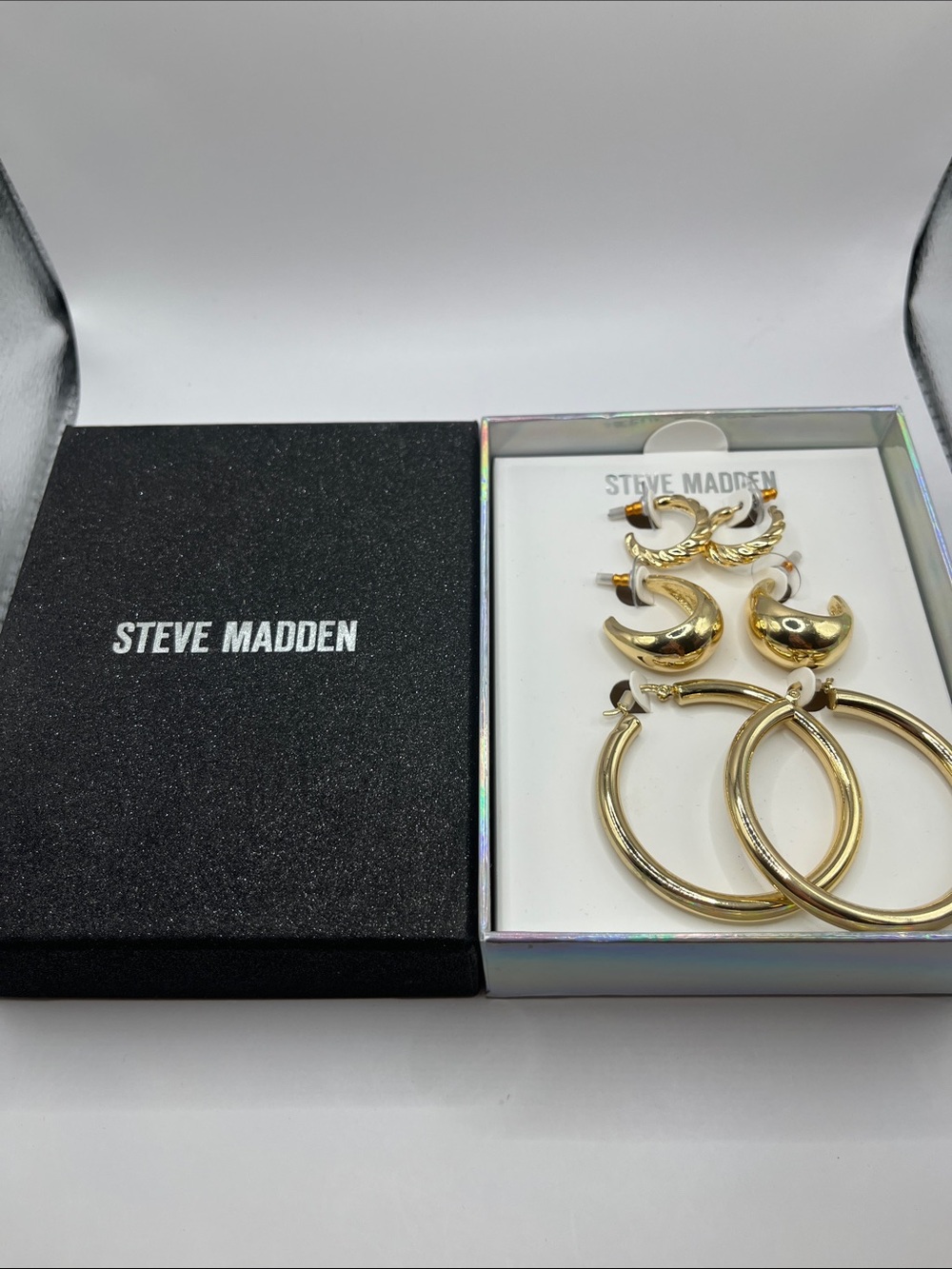 Steve Madden Gold-Tone Earring Set with Hoops and Studs